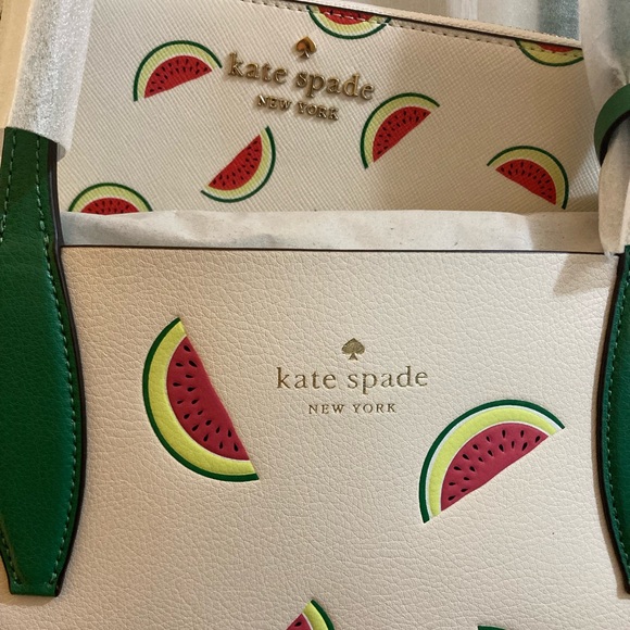 🎁 NWT 3 Kate Spade ♠️ Watermelon Tote + 🍉 Wristlet + Wallet 🍀🍉 - Picture 8 of 13